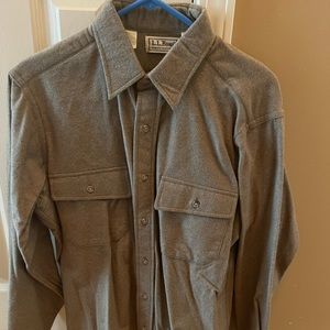 Vintage L.L. Bean Chamois Cloth Flannel Shirt Men Medium Button Green USA